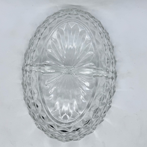 Vintage Fostoria American Clear Pressed Glass Oval Divided Relish Vegetable Dish - Picture 4 of 5